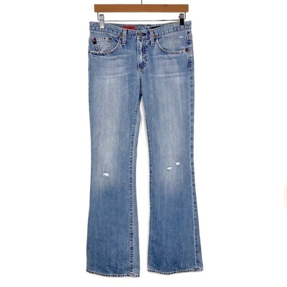 AG Adriano Goldschmied the Indulge Light Wash Distressed Bootcut Denim Jeans 29R